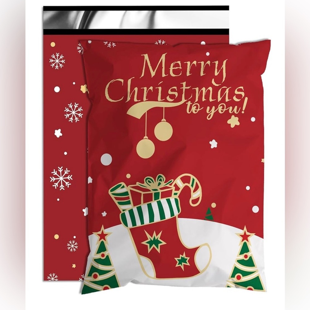 20 Festive Red Christmas Poly Mailers Multicolor pack of 20